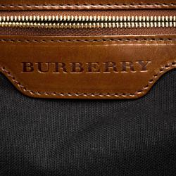 Pre Owned Burberry Brown House Check Canvas Medium Bridle Gosford Hobo