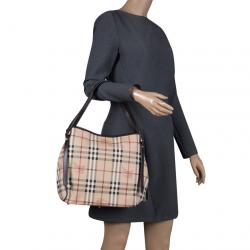 Pre Owned Burberry Choco Haymarket Check PVC Small Canterbury Tote