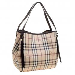 Pre Owned Burberry Choco Haymarket Check PVC Small Canterbury Tote