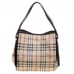 Pre Owned Burberry Choco Haymarket Check PVC Small Canterbury Tote