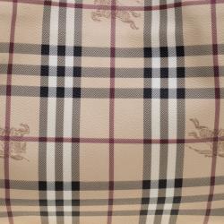 Pre Owned Burberry Choco Haymarket Check PVC Small Canterbury Tote