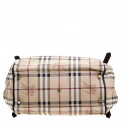 Pre Owned Burberry Choco Haymarket Check PVC Small Canterbury Tote
