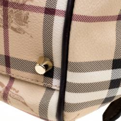 Pre Owned Burberry Choco Haymarket Check PVC Small Canterbury Tote
