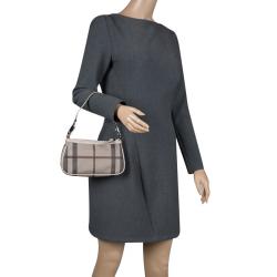 Pre Owned Burberry Beige Smoked Check PVC Small Aston Shoulder Bag