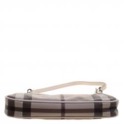 Pre Owned Burberry Beige Smoked Check PVC Small Aston Shoulder Bag