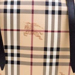 Pre Owned Burberry Brown Haymarket Check PVC Medium Salisbury Tote
