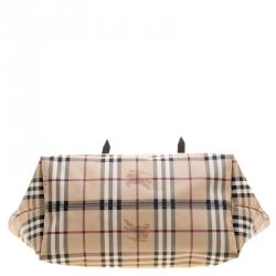 Pre Owned Burberry Brown Haymarket Check PVC Medium Salisbury Tote
