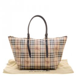 Pre Owned Burberry Brown Haymarket Check PVC Medium Salisbury Tote