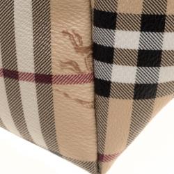 Pre Owned Burberry Brown Haymarket Check PVC Medium Salisbury Tote