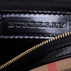 Pre Owned Burberry Black House Check Fabric Bridle Chester Bowling Bag