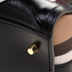 Pre Owned Burberry Black House Check Fabric Bridle Chester Bowling Bag