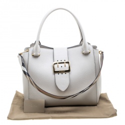 Burberry Off White Leather Medium Buckle Tote