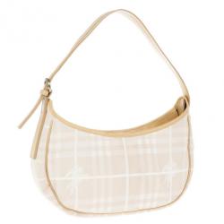 Pre Owned Burberry Pink Canvas Haymarket Check Shoulder Bag