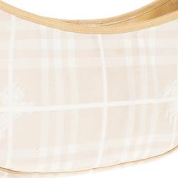 Pre Owned Burberry Pink Canvas Haymarket Check Shoulder Bag