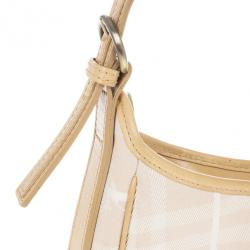 Pre Owned Burberry Pink Canvas Haymarket Check Shoulder Bag