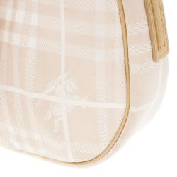 Pre Owned Burberry Pink Canvas Haymarket Check Shoulder Bag