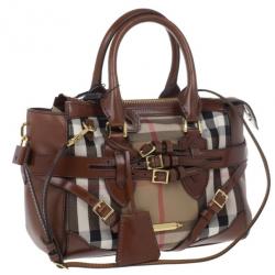 مملوكة مسبقًا Burberry House Check Canvas and Leather Small Gladstone Tote