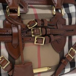 مملوكة مسبقًا Burberry House Check Canvas and Leather Small Gladstone Tote