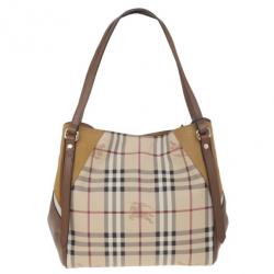 Pre Owned Burberry Haymarket Patchwork Small Canterbury Tote