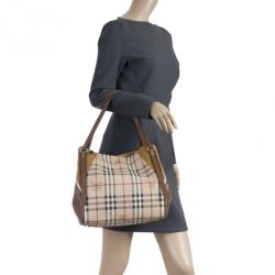Pre Owned Burberry Haymarket Patchwork Small Canterbury Tote