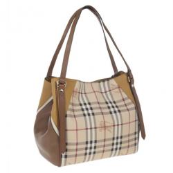 Pre Owned Burberry Haymarket Patchwork Small Canterbury Tote