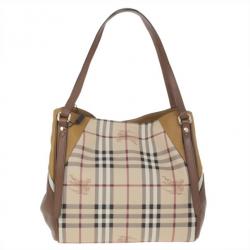 Pre Owned Burberry Haymarket Patchwork Small Canterbury Tote