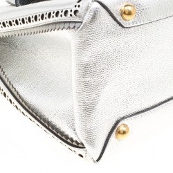 Burberry Metallic Leather Brogues Banner Fringe Top Handle Bag