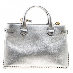 Burberry Metallic Leather Brogues Banner Fringe Top Handle Bag