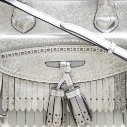 Burberry Metallic Leather Brogues Banner Fringe Top Handle Bag
