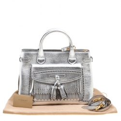 Burberry Metallic Leather Brogues Banner Fringe Top Handle Bag