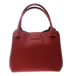 Burberry Red Leather Medium Buckle Top Handle Bag