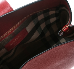 Burberry Red Leather Medium Buckle Top Handle Bag