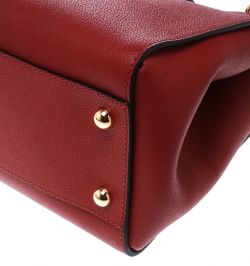 Burberry Red Leather Medium Buckle Top Handle Bag
