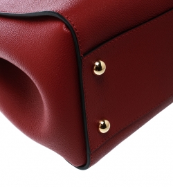Burberry Red Leather Medium Buckle Top Handle Bag