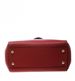 Burberry Red Leather Medium Buckle Top Handle Bag