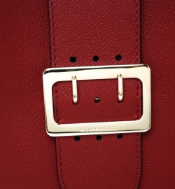 Burberry Red Leather Medium Buckle Top Handle Bag