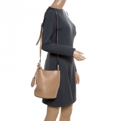 Pre Owned  Burberry Brown Leather Crossbody Bucket Bag