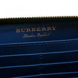Pre Owned Burberry Monochrome Check Leather Creature Appliqué Zip Around Wallet