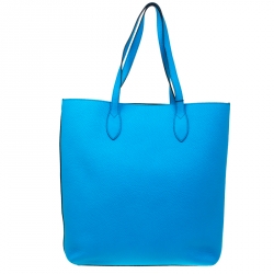 Pre Owned Burberry Neon Blue Leather Remington Shopper Tote