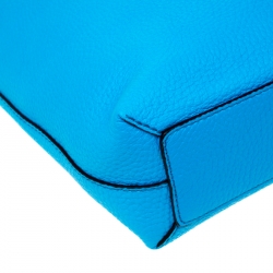 Pre Owned Burberry Neon Blue Leather Remington Shopper Tote