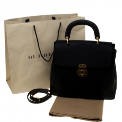 Burberry Black Leather Large DK88 Top Handle Bag