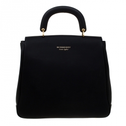 Burberry Black Leather Large DK88 Top Handle Bag