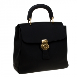 Burberry Black Leather Large DK88 Top Handle Bag