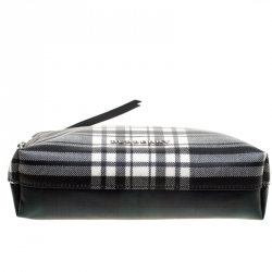 Burberry Black/Green Smoked Check Nylon Large Pouch