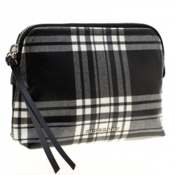 Burberry Black/Green Smoked Check Nylon Large Pouch