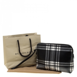 Burberry Black/Green Smoked Check Nylon Large Pouch