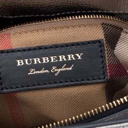 Pre Owned Burberry Silver Leather Medium Brogue Banner Tote