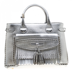 Burberry Metallic Leather Brogues Banner Fringe Top Handle Bag Burberry |  The Luxury Closet