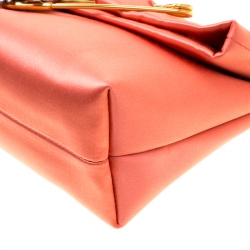 Pre Owned Burberry Peach Satin Crystal Embellished Pin Clutch