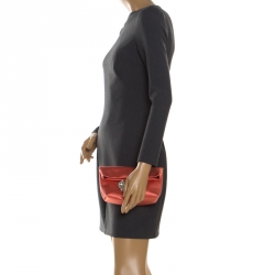 Pre Owned Burberry Peach Satin Crystal Embellished Pin Clutch